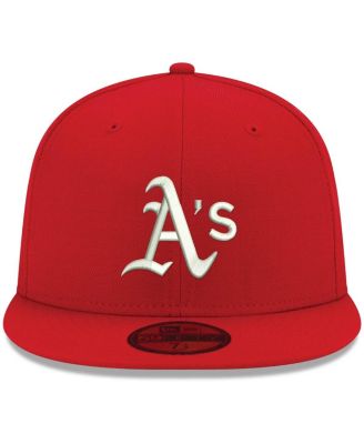 Men's Red Oakland Athletics Logo White 59FIFTY Fitted Hat