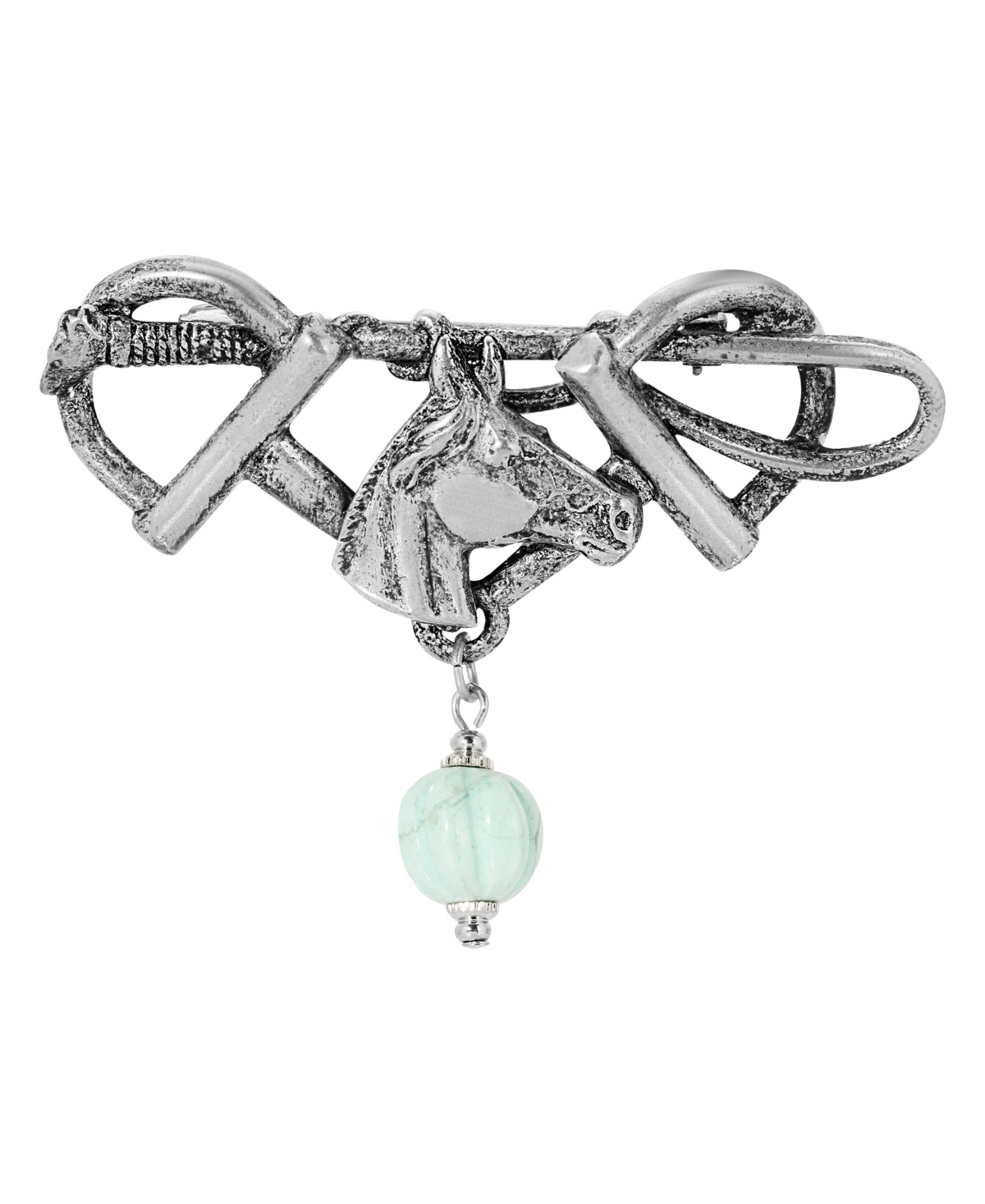 Women's Pewter Bead Horse Pin - Turquoise