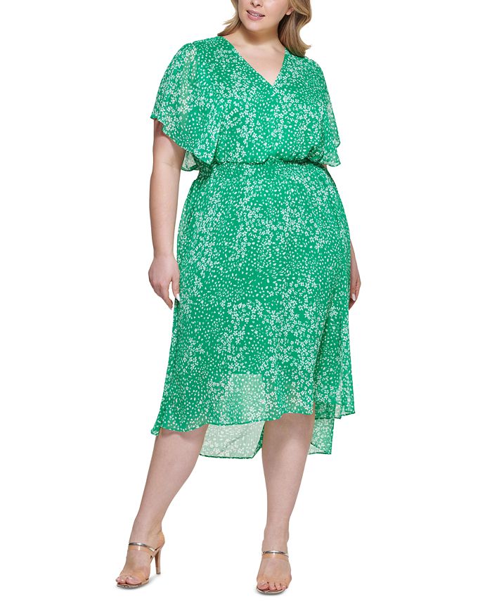Plus Size Printed Smocked-Waist Midi Dress - Macy's