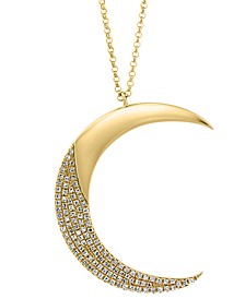 EFFY® Diamond Pavé Crescent Moon 18" Pendant Necklace (3/8 ct. t.w.) in 14k Gold