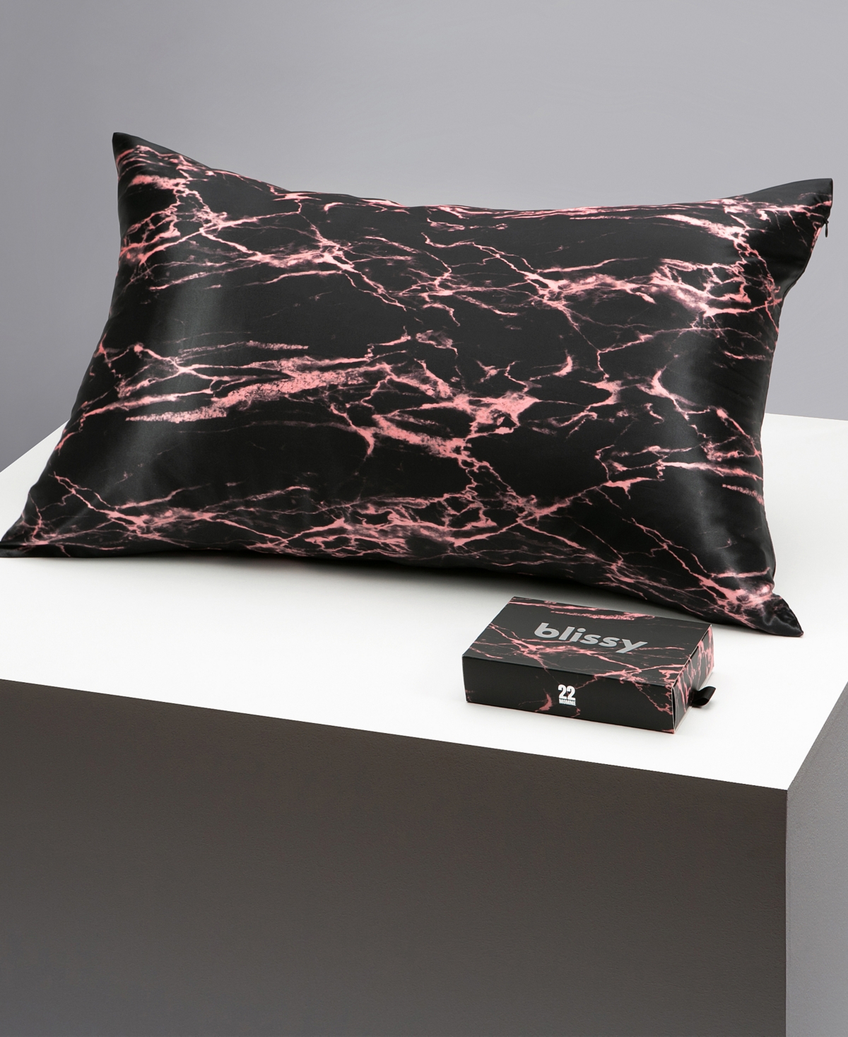 Shop Blissy 22-momme Silk Pillowcase, Standard In Rose Black Marble