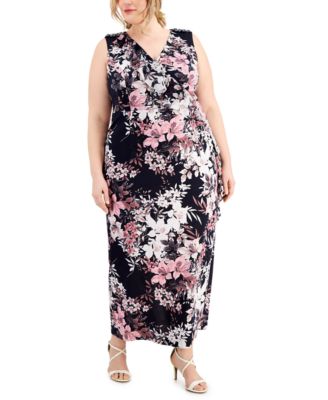 Connected - Plus Size Ruffled Floral-Print Maxi Dress