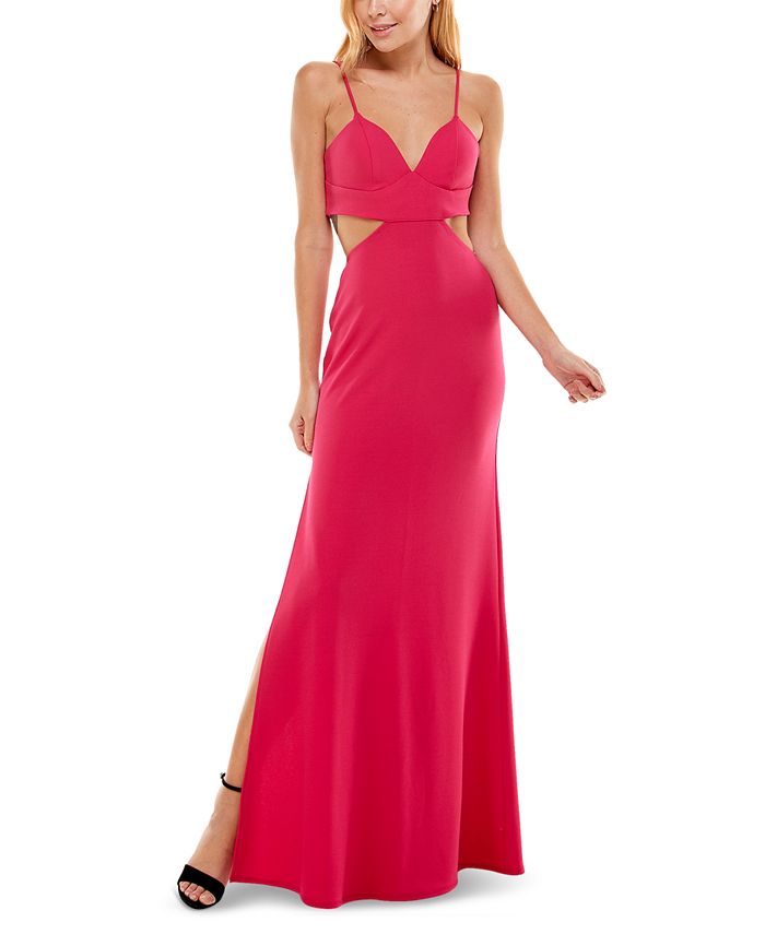 Crystal Doll Juniors' Side Cutout Gown - Macy's