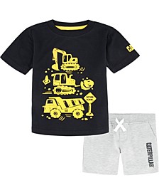 Little Boys Short Sleeve Brand Graphics T-shirt and Heather Terry Shorts Set, 2 Piece