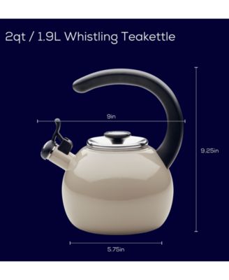 Enamel on Steel 2-Qt. Whistling Teakettle with Flip-Up Spout