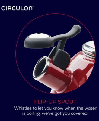 Enamel on Steel 2-Qt. Whistling Teakettle with Flip-Up Spout