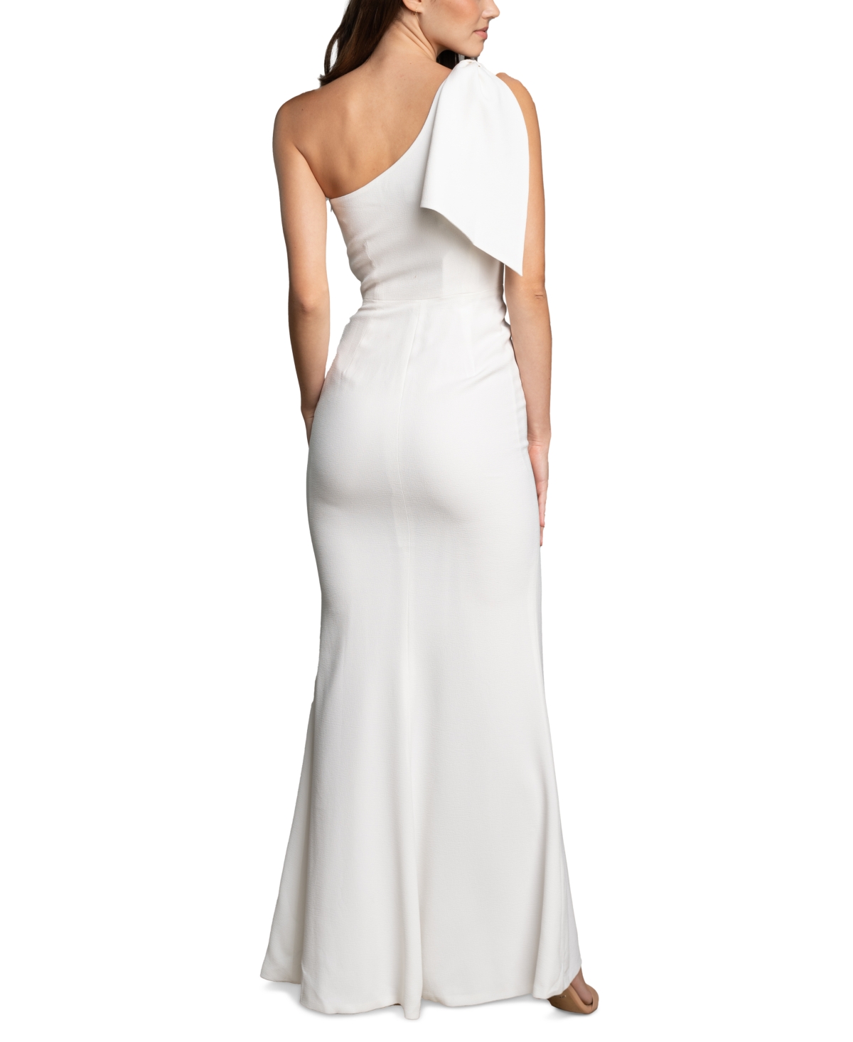 Shop Dress The Population Georgina One-shoulder-bow Gown In Pine