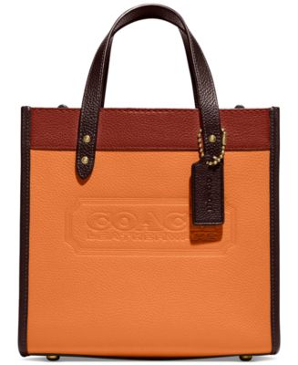  COACH Color-Block Leather Badge Field Tote 22 B4/Chalk
