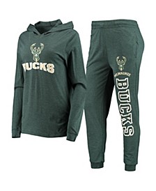 Women's Hunter Green Milwaukee Bucks Pullover Hoodie and Pants Sleep Set