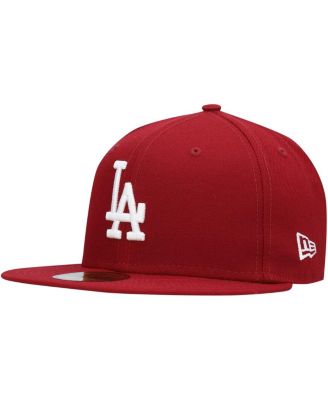 Men's Cardinal Los Angeles Dodgers Logo White 59FIFTY Fitted Hat