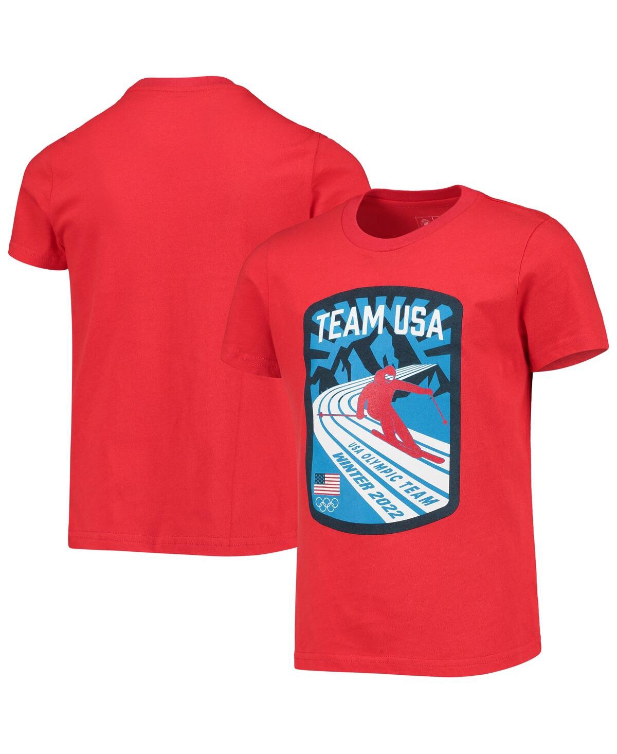 Big GirlsTeam Usa Mountain Skiing T-shirt - Red