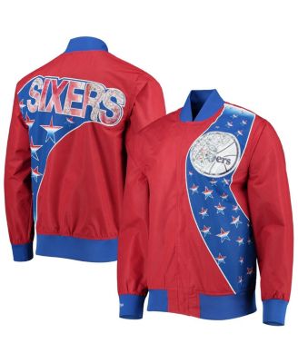 Men's Philadelphia 76Ers Red Hardwood Classics 75th Anniversary Authentic Warmup Full-Snap Jacket
