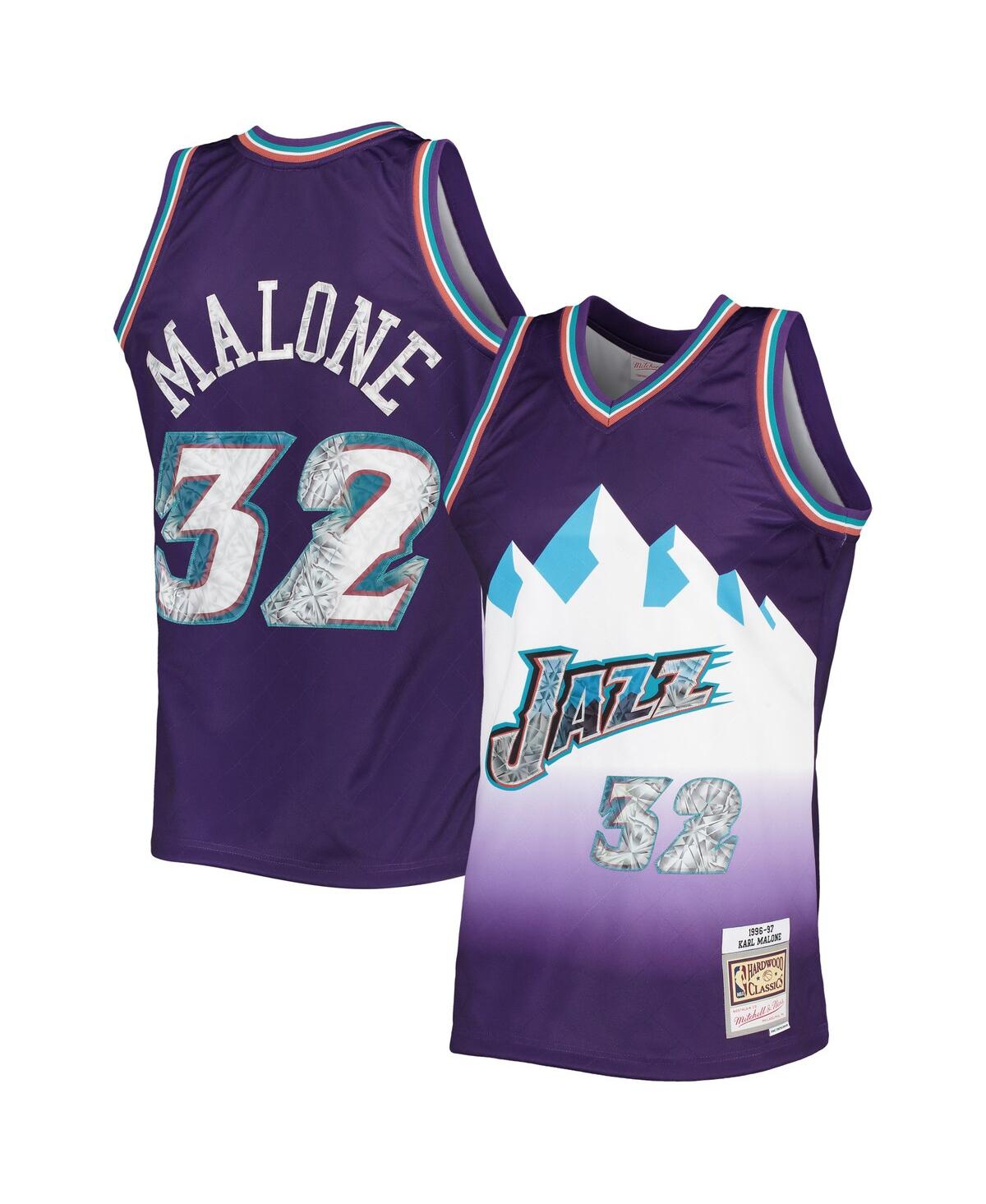 Men's Mitchell & Ness Karl MaloneUtah Jazz 1996-97 Hardwood Classics 75th Anniversary Diamond Swingman Jersey - Purple