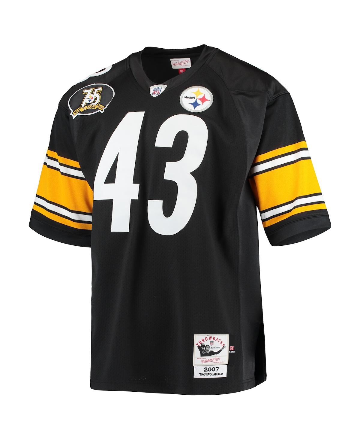 Men's Mitchell & Ness Troy PolamaluPittsburgh Steelers 2007 Authentic Retired Player Jersey - Black