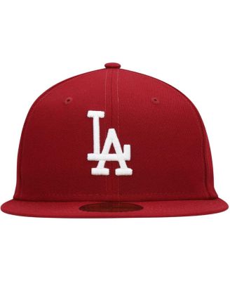 Men's Cardinal Los Angeles Dodgers Logo White 59FIFTY Fitted Hat