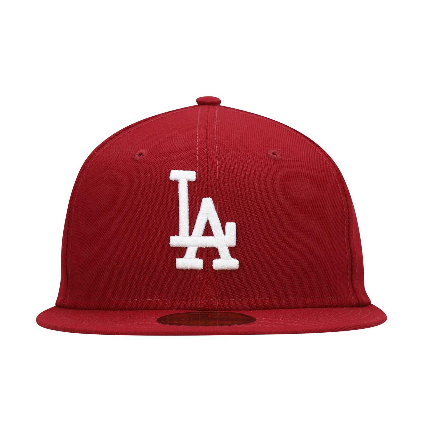 Мужская кепка New Era Cardinal Los Angeles Dodgers Logo White 59FIFTY Fitted Hat — фото 3