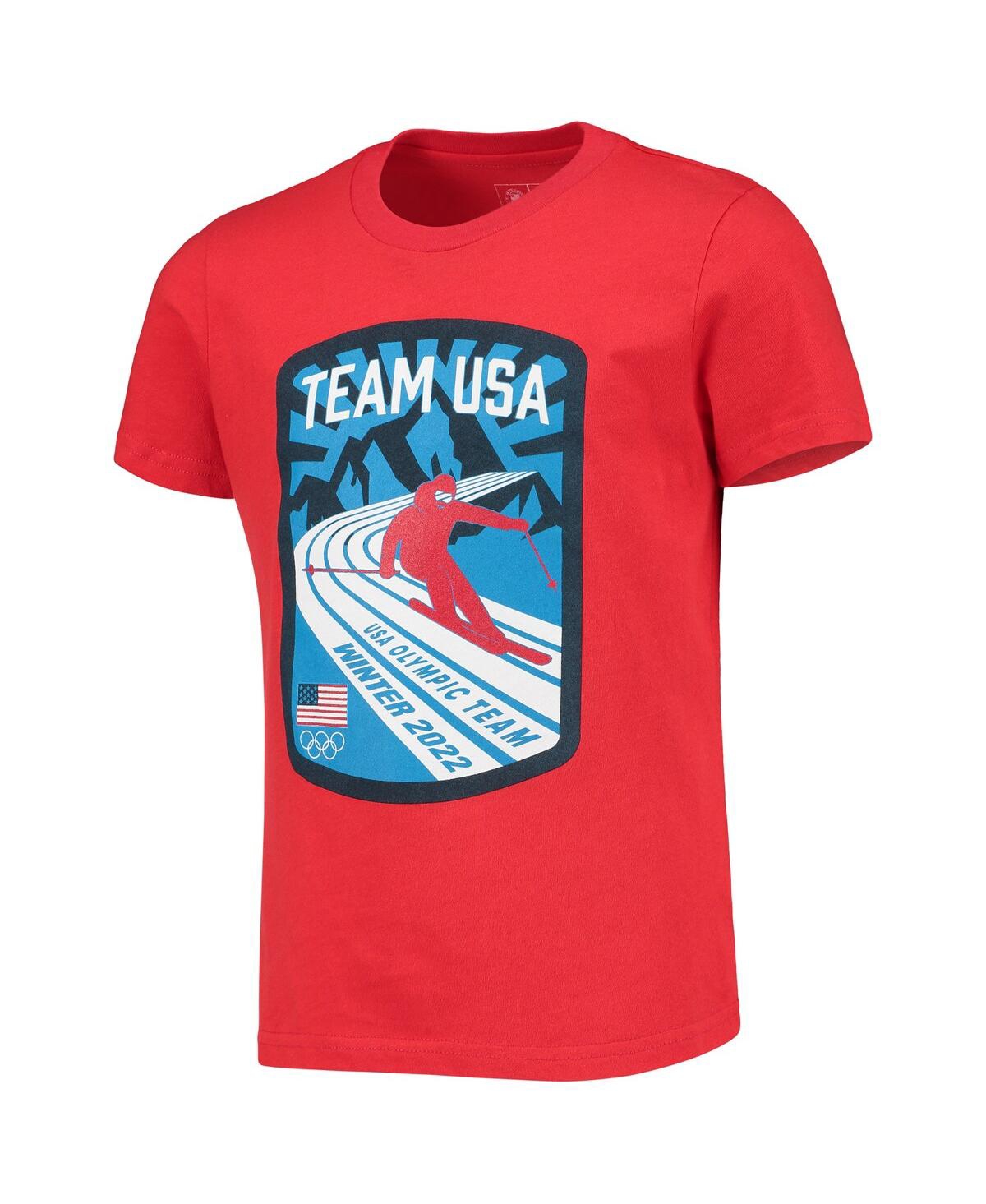 Big GirlsTeam Usa Mountain Skiing T-shirt - Red