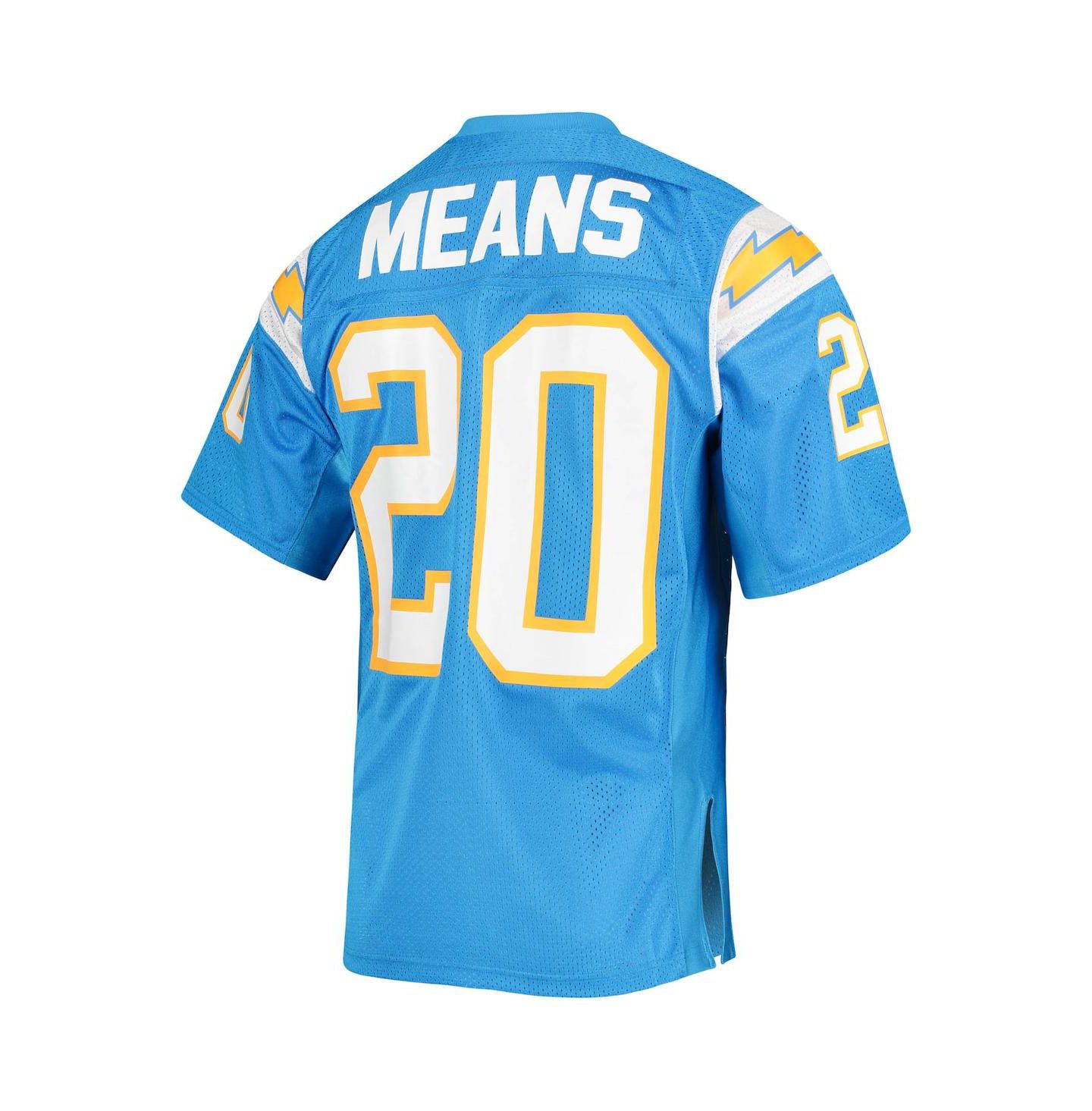 Мужской топ Mitchell & Ness Natrone Means Powder Blue Los Angeles Chargers Authentic Retired Player Jersey — фото 4