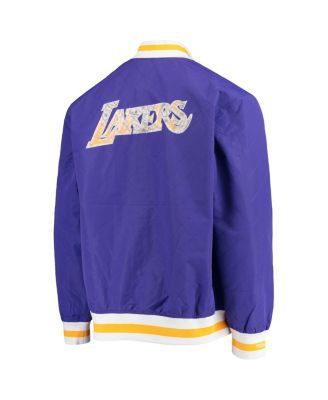 Men's Los Angeles Lakers Purple Hardwood Classics 75th Anniversary Authentic Warmup Full-Snap Jacket