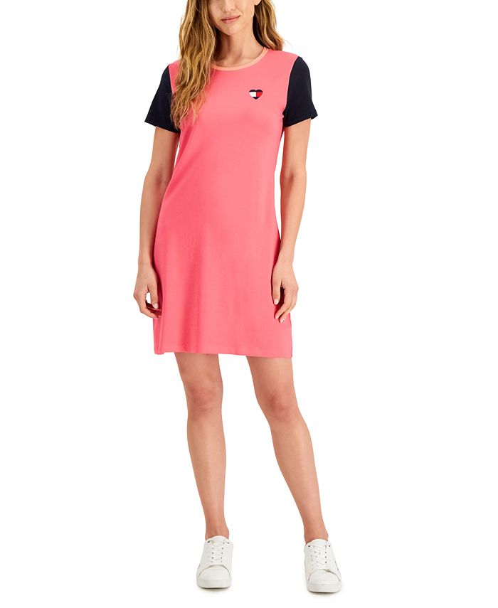 Tommy Hilfiger Women's Colorblocked Heart T-Shirt Dress - Macy's