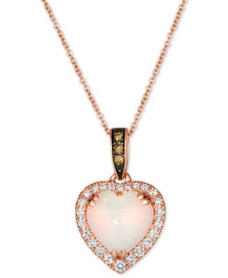 Le Vian - Neopolitan Opal (1-7/8 ct. t.w.) & Diamond (1/4 ct. t.w.) Heart Pendant Necklace in 14k Rose Gold
