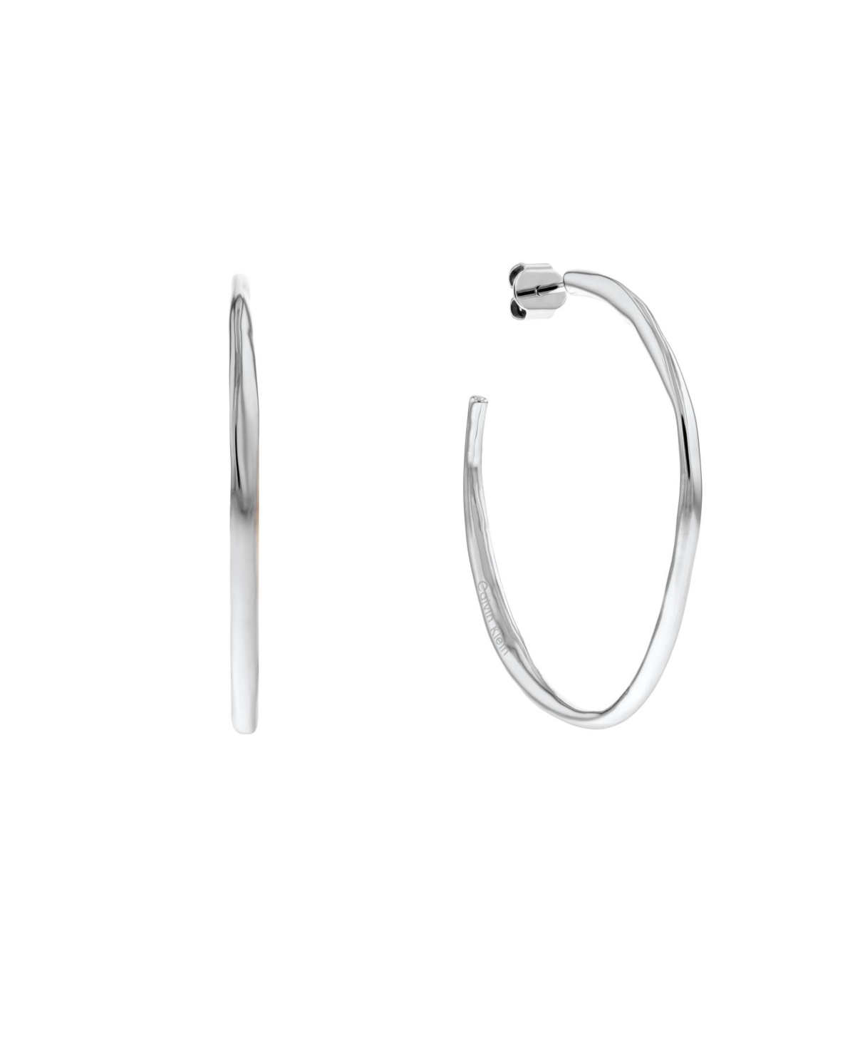 Shop Calvin Klein Women's Stainless Steel Hoop Earrings In Silver-tone