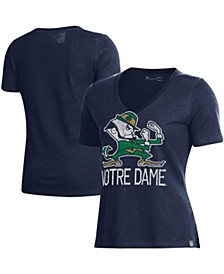 Women's Navy Notre Dame Fighting Irish Logo Performance V-Neck T-shirt