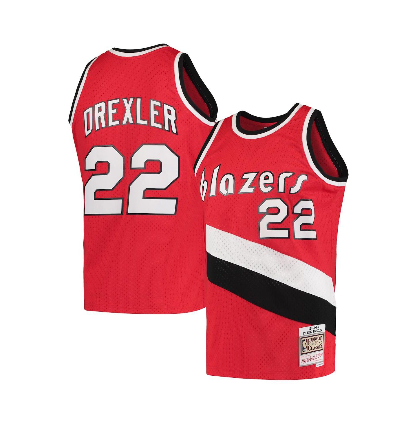 Мужские топы Mitchell & Ness Clyde Drexler Red Portland Trail Blazers Hardwood Classics 1983-84 Swingman Jersey — фото 1