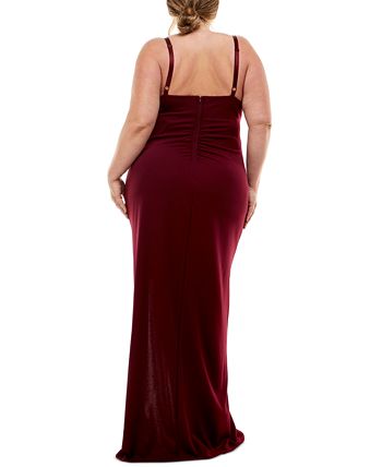 Macy's burgundy dress plus size on sale
