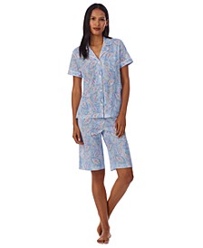 Notch Collar Bermuda Pajama Set