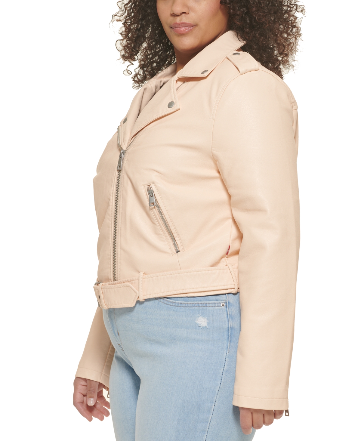 Levi's Plus Size Faux Leather Belted Motorcycle Jacket In Neutral