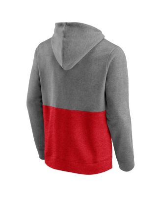 Men's Heathered Gray, Red Washington Capitals Block Party Classic Arch Signature Pullover Hoodie