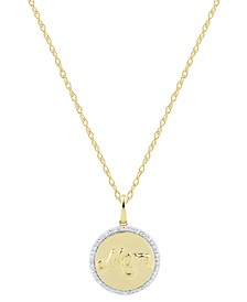 Diamond Disc Mom 18" Pendant Necklace (1/10 ct. t.w.) in 10k Gold