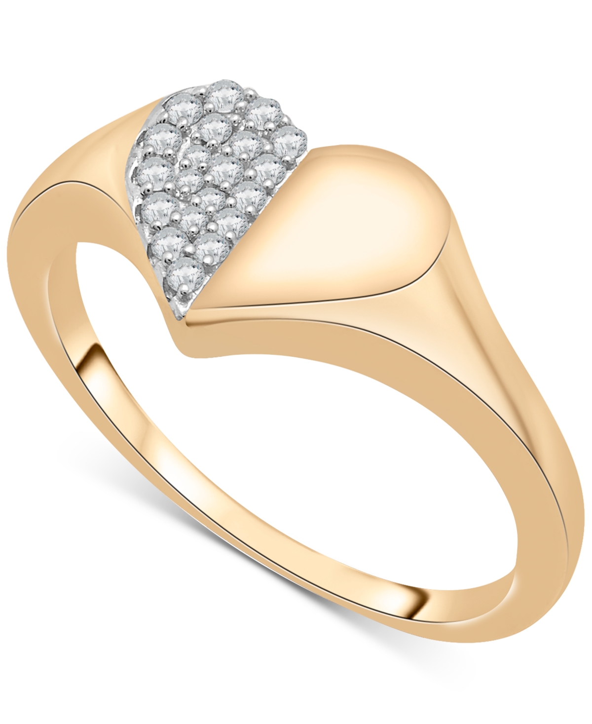 Diamond Half Heart Cluster Ring (1/10 ct. t.w.) in 14k Gold, Created for Macy's - Yellow Gold