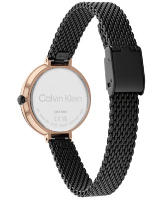 Black Stainless Steel Mesh Bracelet Watch 28mm