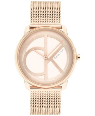 Calvin Klein - Women's Iconic Carnation Gold-Tone Mesh Bracelet Watch 35mm
