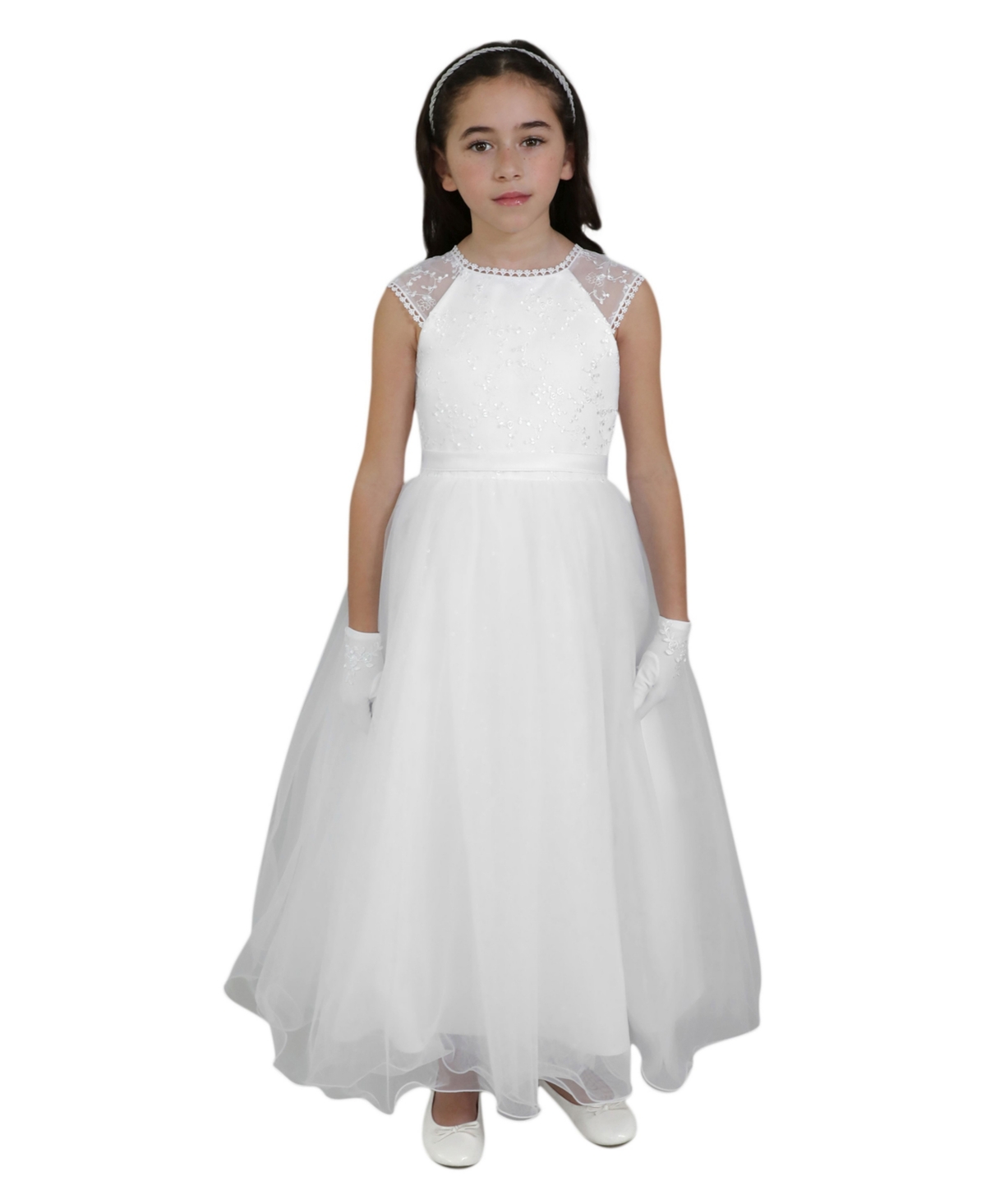 Us Angels Little Girls The Helena Communion Dress In White
