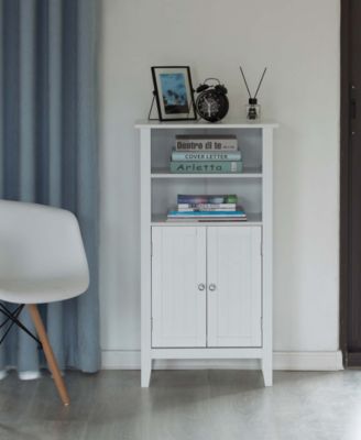  Bathroom Storage Cabinet with 2 Doors and 2 Open Shelves for Bedroom, Bathroom, and Vanity