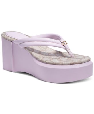 purple coach flip flops