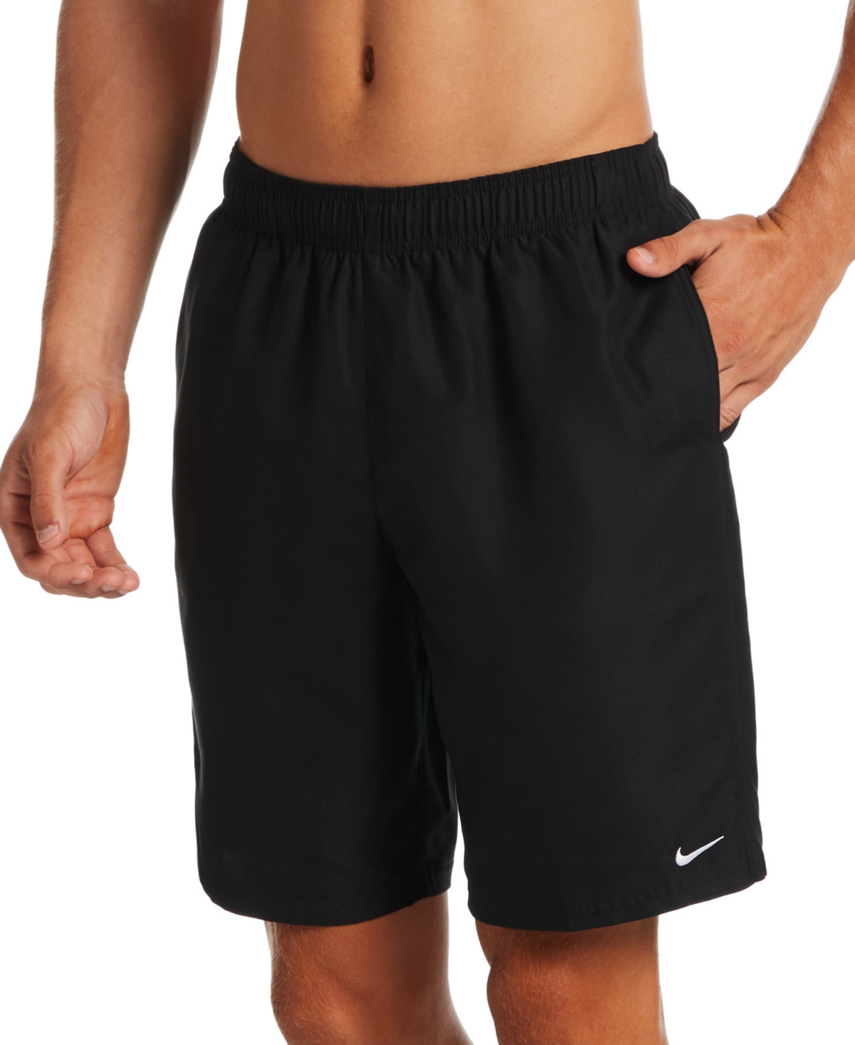 Shop Nike Men's Essential Lap Solid 9" Swim Trunks In Black