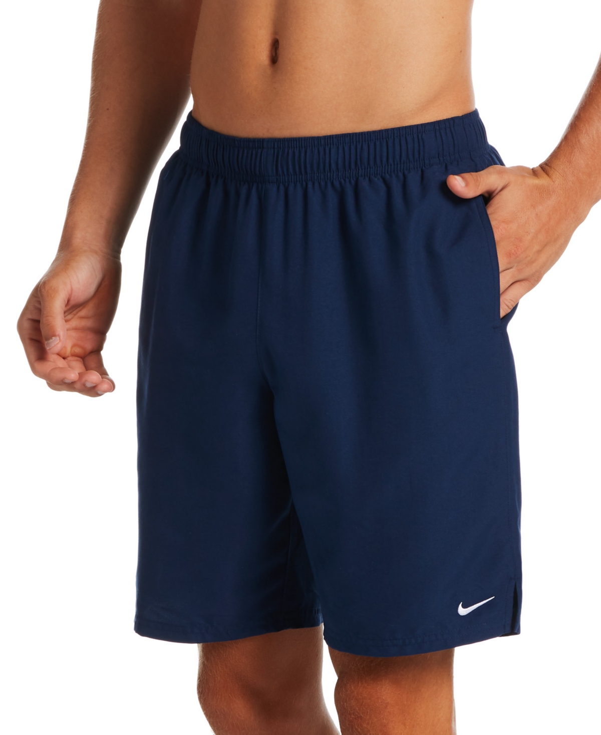 Shop Nike Men's Essential Lap Solid 9" Swim Trunks In Midnight Navy