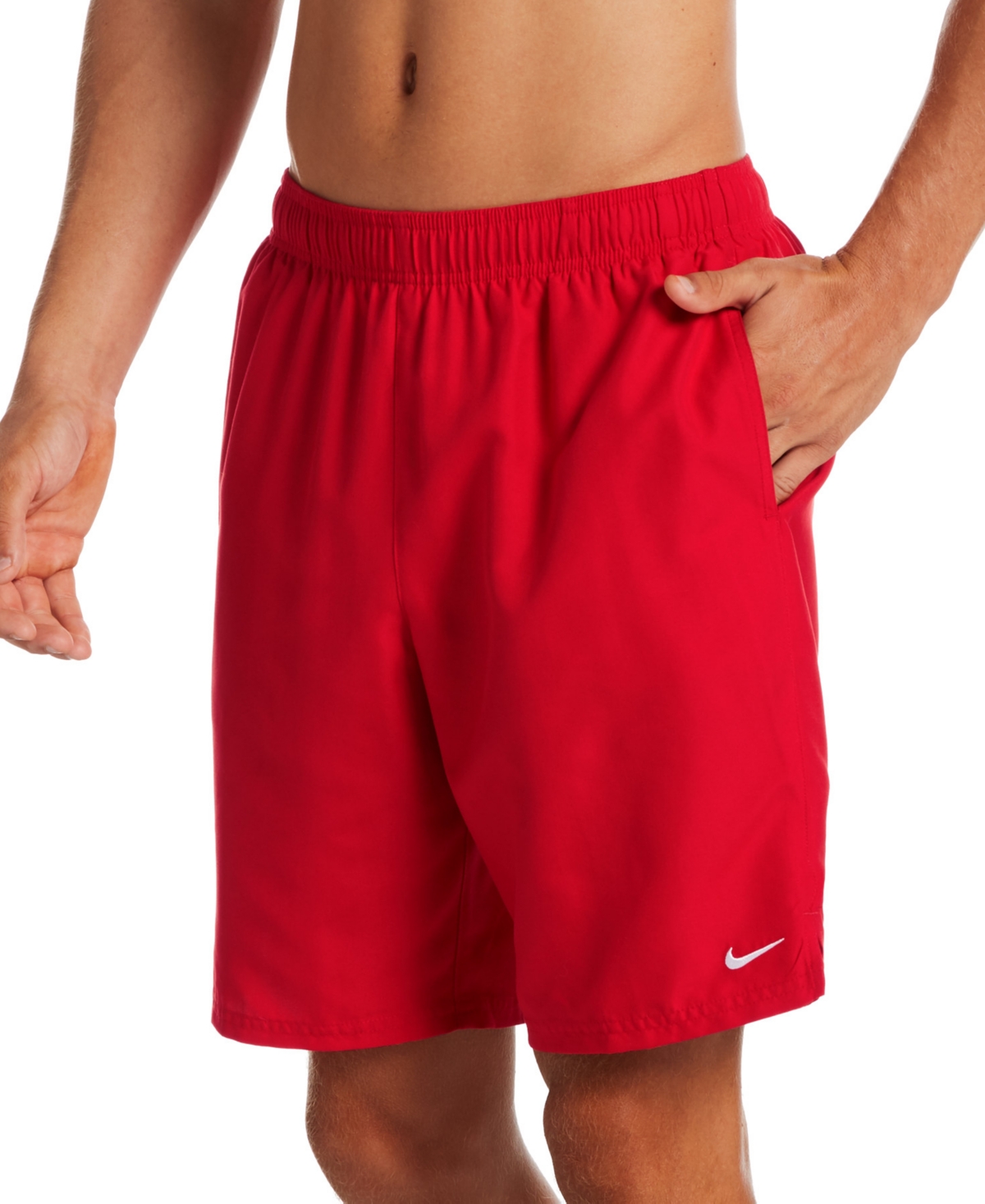 Shop Nike Men's Essential Lap Solid 9" Swim Trunks In Univeristy Red
