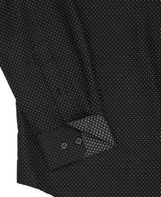 Men's Regular Fit Dot Print Wrinkle Free Performance Dress Shirt