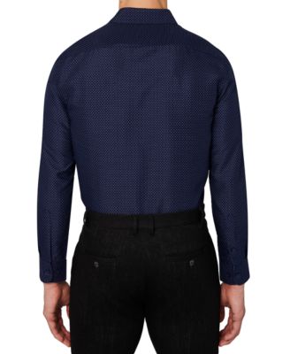 Men's Regular Fit Dot Print Wrinkle Free Performance Dress Shirt