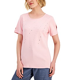 Women's Cotton Embellished Top, Created for Macy's