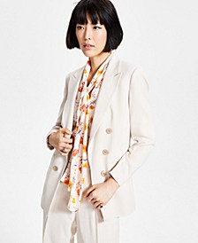Women's Linen Faux-Double-Breasted Jacket, Created for Macy's
