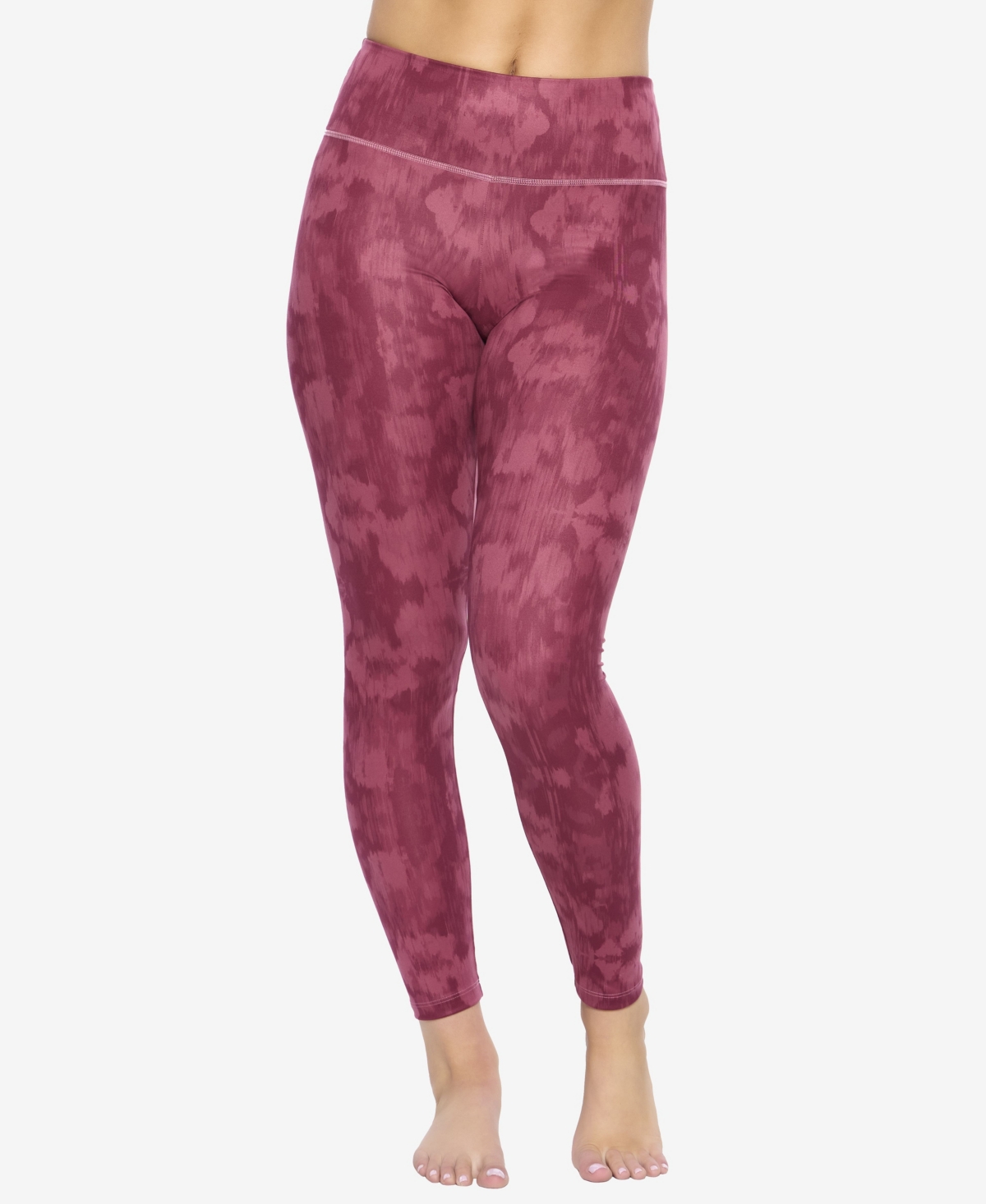 Shop Felina Women's Soft Sueded Mid-rise Leggings In Maroon Faded Floral