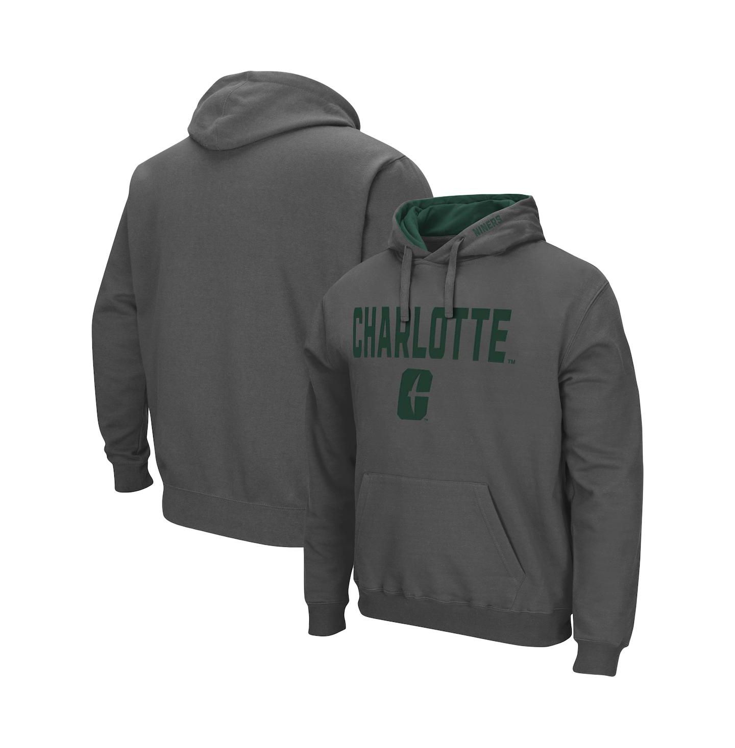 Мужское худи Colosseum Charcoal Charlotte 49ers Arch and Logo Pullover — фото 1
