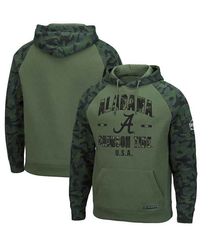 Colosseum Men S Olive Camo Alabama Crimson Tide Oht Military Inspired Appreciation Raglan Pullover Hoodie Reviews Men Macy S