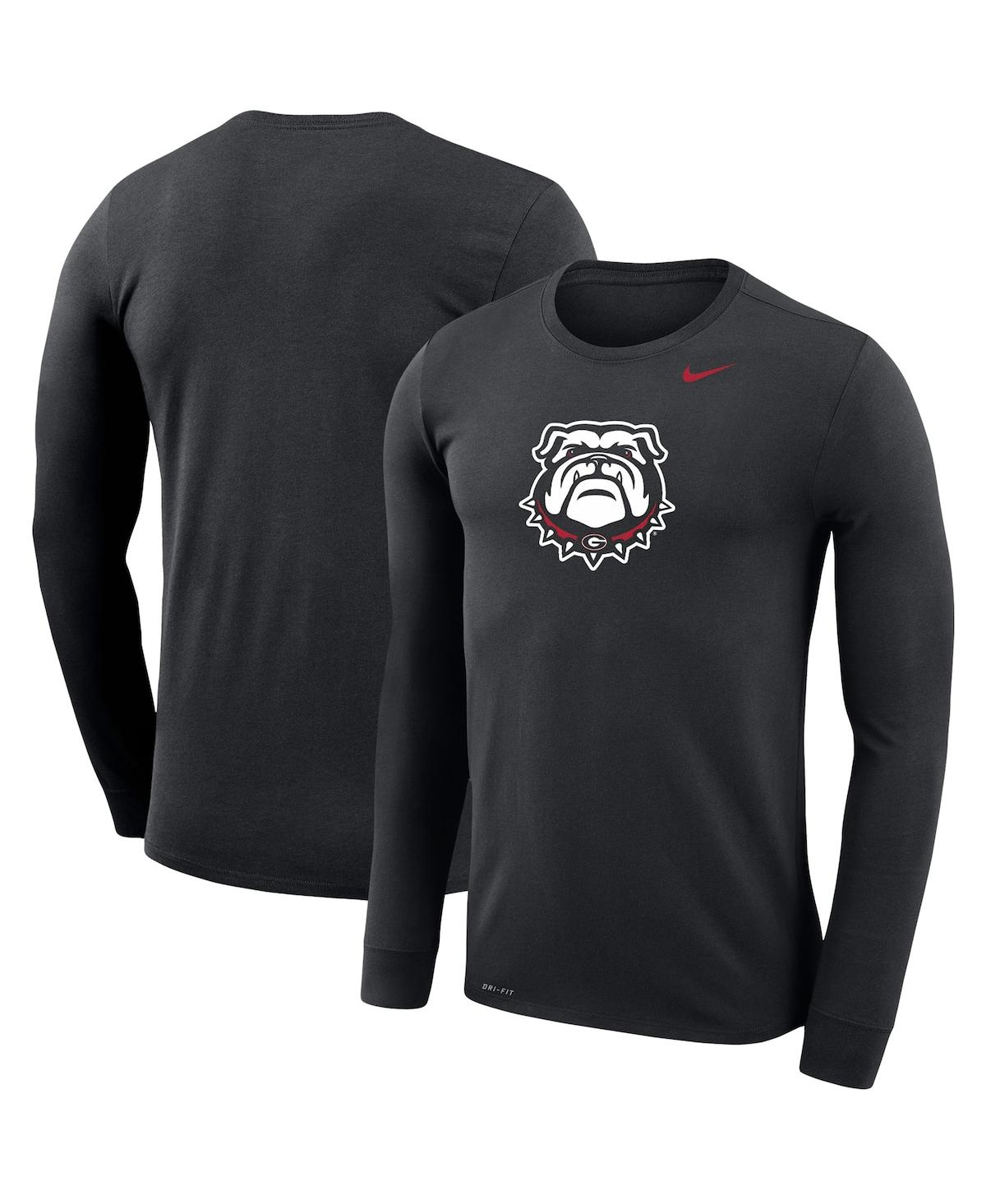 Men's Nike Black Georgia Bulldogs Secondary School Logo Legend Performance Long Sleeve T-shirt